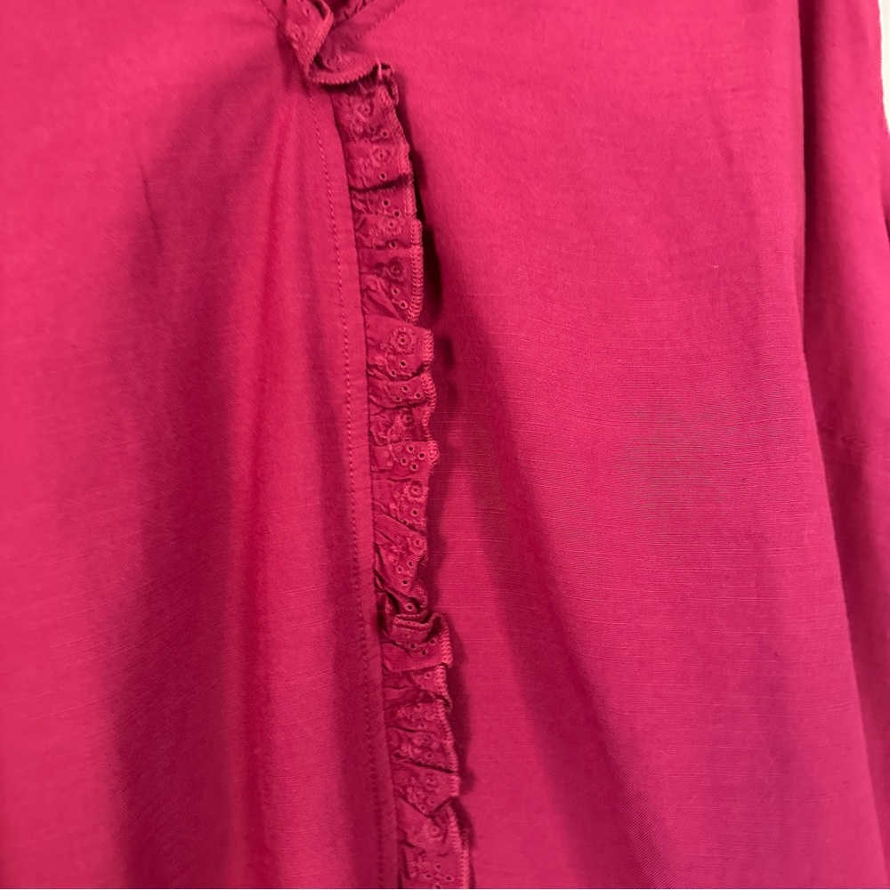 Kohls  LC Lauren Conrad Ruffle Blouse NEW 3X Wine Chalet - Picture 3 of 8